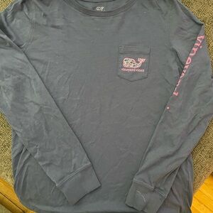 Vineyard Vines Gray Long Sleeve Tee with Sleeve Graphics